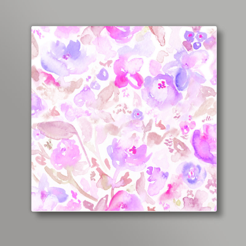 Pink Floral Watercolor Square Art Prints