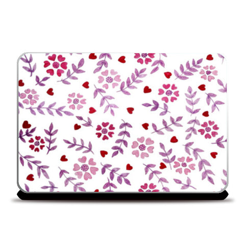 Laptop Skins, Pink Romantic Floral Valentines Day Pattern Laptop Skins