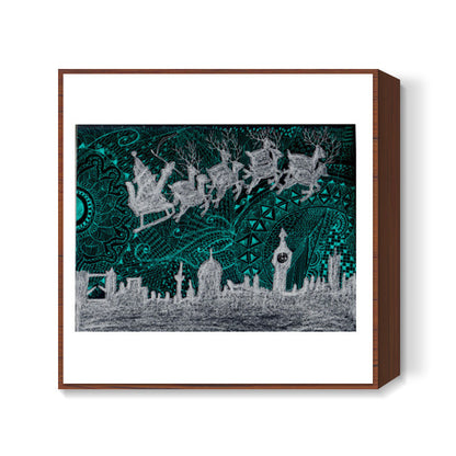 Santa in neon  Square Art Prints