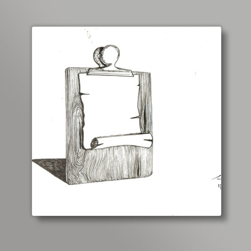 Scroll on wooden clip board Square Art Prints