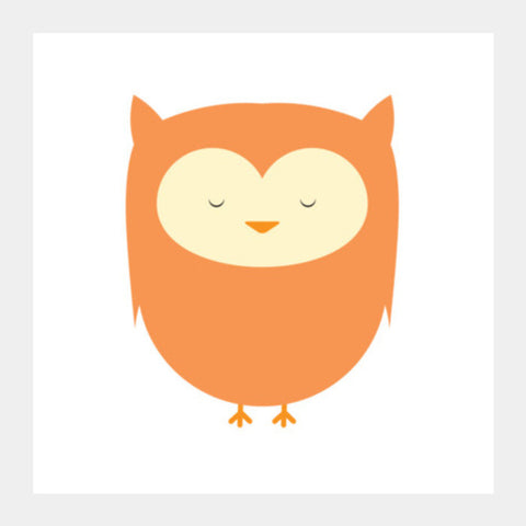 Cute Orange Owl Square Art Prints PosterGully Specials