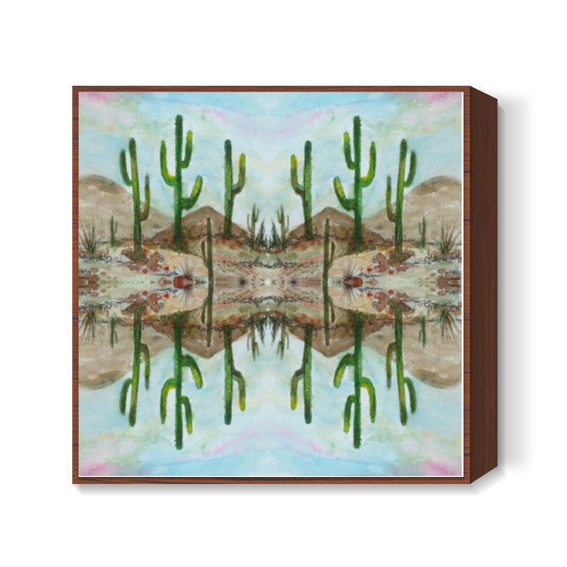 Green Cactus Watercolor Desert Painting Watercolor Botanical Art Illustration Square Art Prints