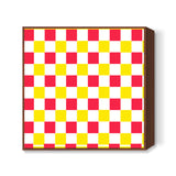 Yellow Pink Checks Pattern Square Art Prints