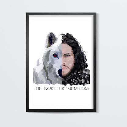 Jon Snow and Ghost Wall Art