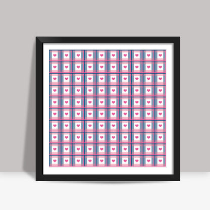 Cute Pink Hearts Plaid Checkered Love Pattern Square Art Prints