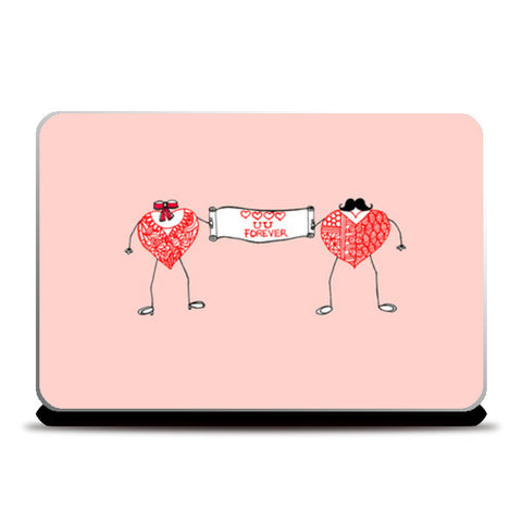 Laptop Skins, Love you forever | Heart shape stick figures Laptop Skins