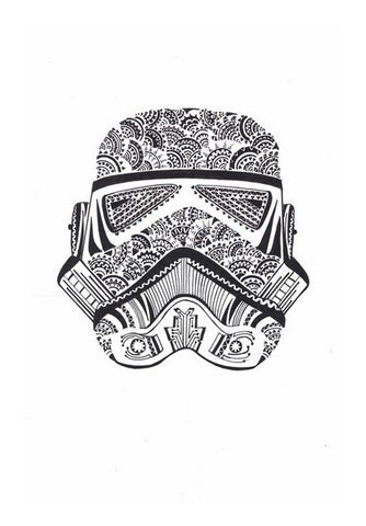 doodle,storm trooper,black and white Wall Art