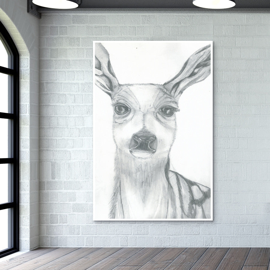 Dear deer Pencil sketch Wall Art