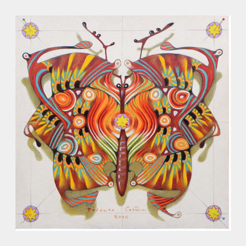 tribal butterfly Square Art Prints