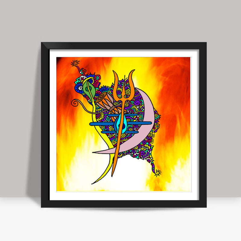 Shiva Abstract Zenscrawl Square Art Prints