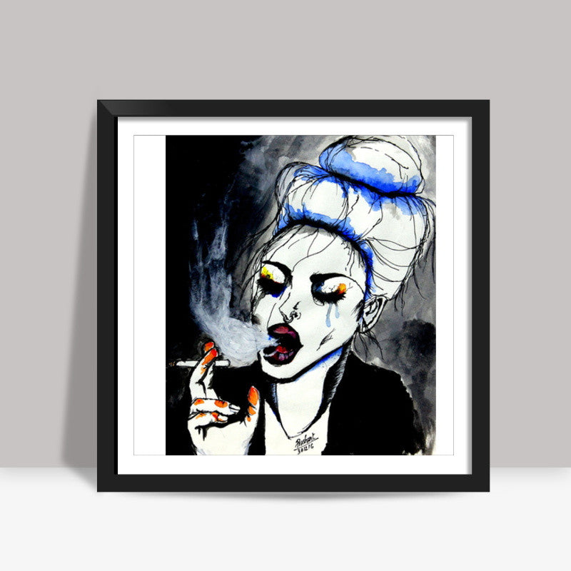 Smoking lady | cigarette |  Square Art Prints