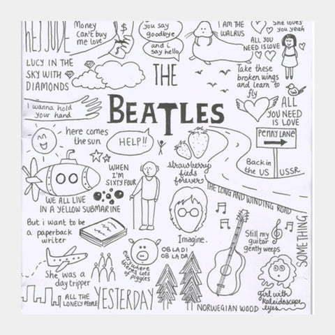 Square Art Prints, Beatles doodle Square Art Prints