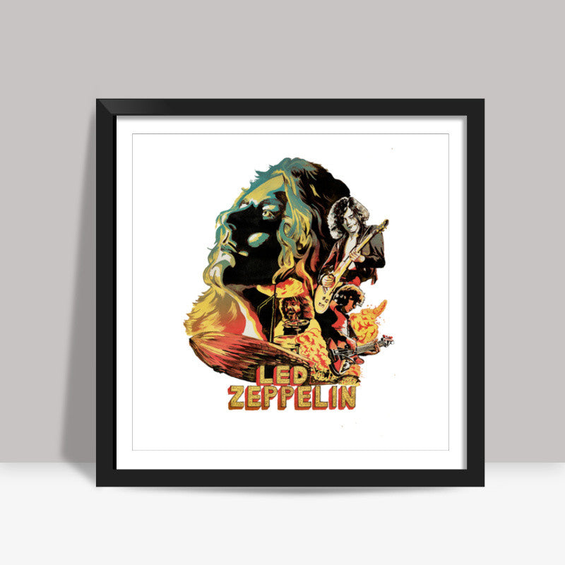 Zeppelin on Fire Square Art Prints