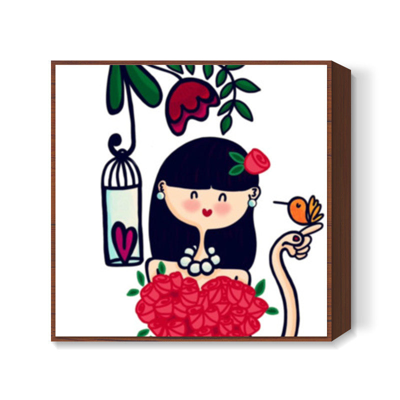 Pretty Girl Square Art Prints