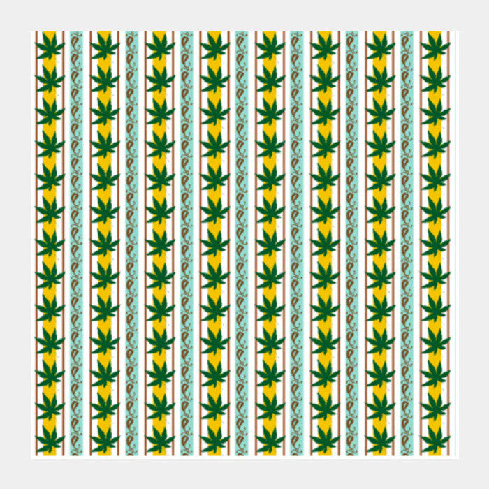 Green Leaf Striped Nature Background Pattern Square Art Prints