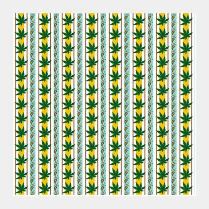 Green Leaf Striped Nature Background Pattern Square Art Prints