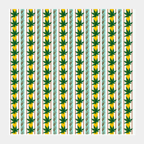 Green Leaf Striped Nature Background Pattern Square Art Prints PosterGully Specials