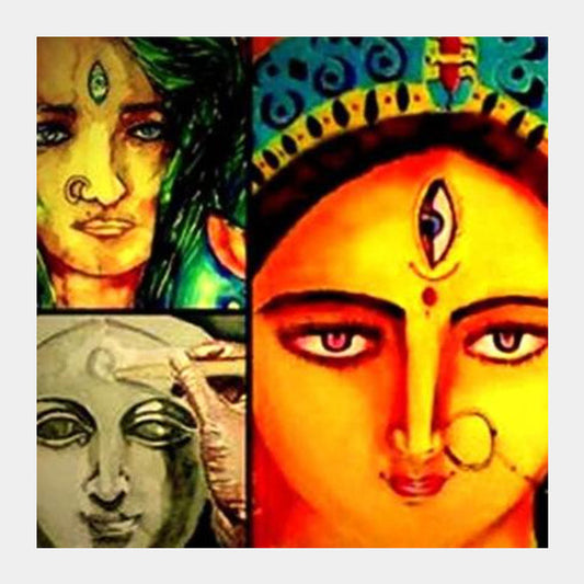 Square Art Prints, DURGA MA Square Art Prints