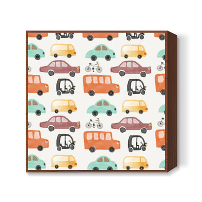 bus car van pattern Square Art Prints