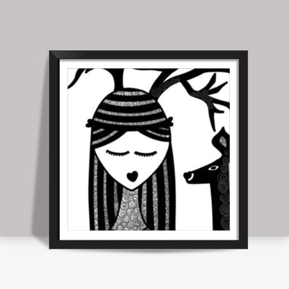 The Girl & the deer <3 Square Art Prints