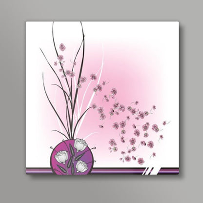 Abstract Floral Modern Art- Pink Purple Black Square Art Prints
