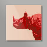 Abstract Rhino Red Square Art