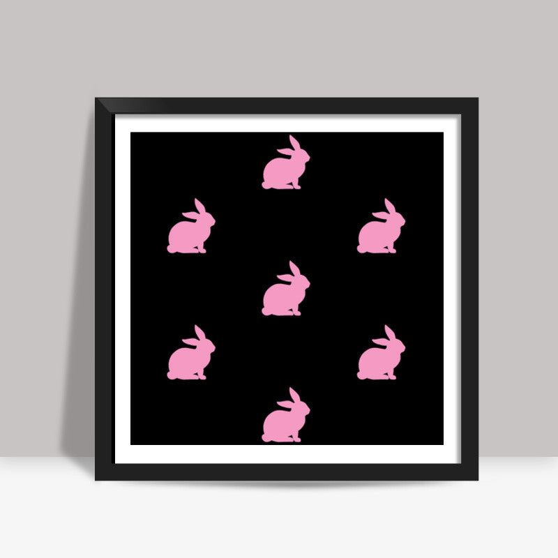 Bunnies Black Square Art Prints