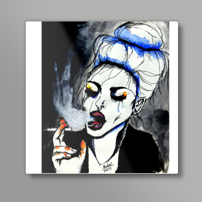 Smoking lady | cigarette |  Square Art Prints