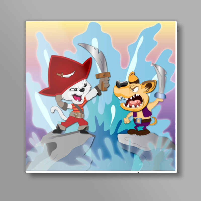 Pirate Fight Square Art Prints