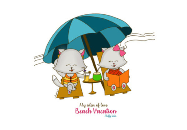 Romantic Kitten Fluffy Tales, My Idea Of Love: Beach Vacation Wall Art Wall Art