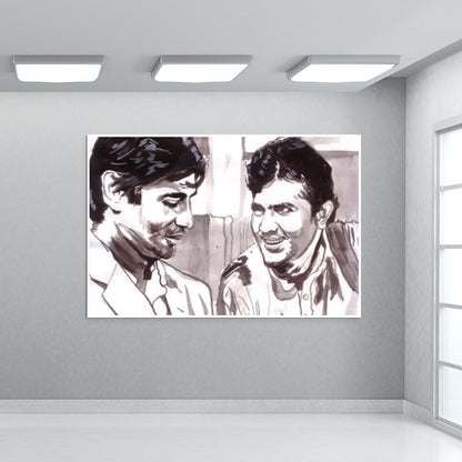 Superstars Amitabh Bachchan and Rajesh Khanna are Babumoshai and Anand in Hrishikesh Mukherjees classic Anand Wall Art