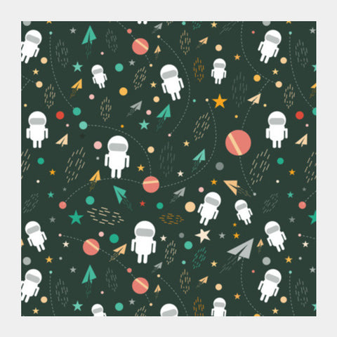 Green Astronaut Seamless Square Art Prints PosterGully Specials