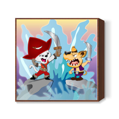 Pirate Fight Square Art Prints