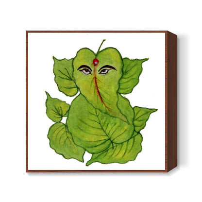 Leaf Ganesha Square Art Print