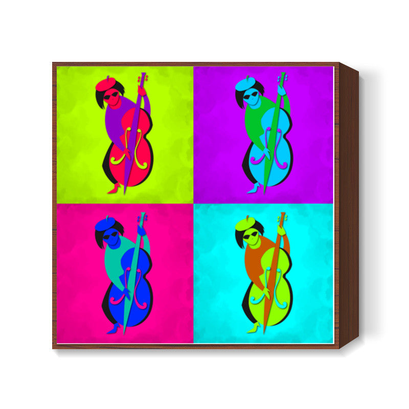 Jazz Man - Double Bass Square Art Prints