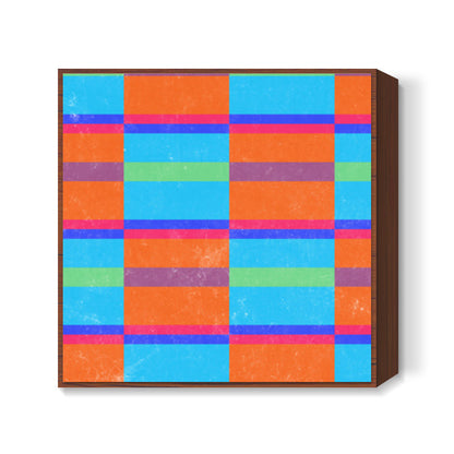 Evermore | Orange Cyan | Geometric Pattern Square Art Prints