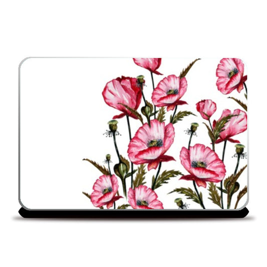 Laptop Skins, Painted Pink Poppies Floral Art Laptop Skins