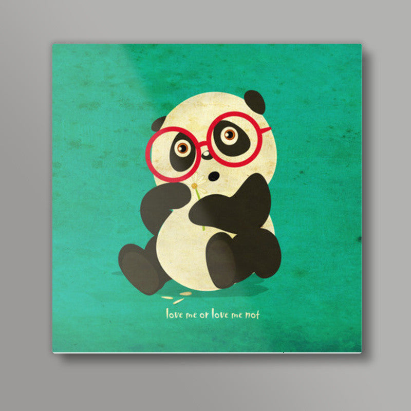 panda love me or not Square Art Prints