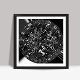 Black And White Spherical Digital Galaxy Space Art Background Square Art Prints