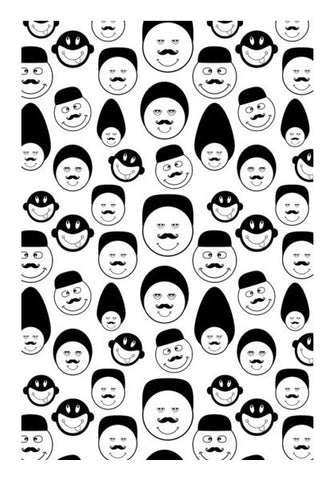 Funny Faces Vector On Black And White Art PosterGully Specials