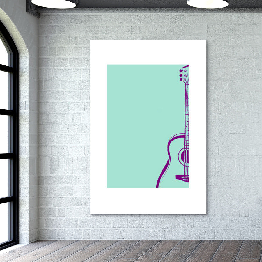 Love Music | Guitar | Lavender Wall Art