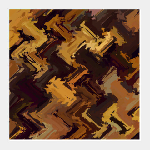 Brown Abstract Retro Zig Zag Backdrop Pattern Square Art Prints