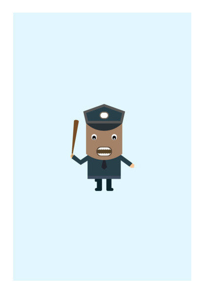 Cartoon Of A Strict Policeman Art PosterGully Specials