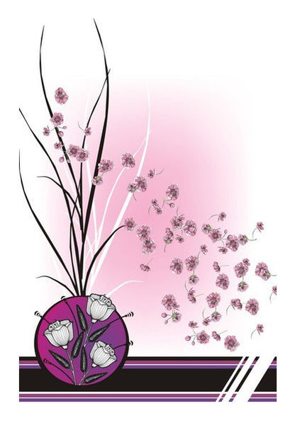 Abstract- Modern Art Flowers Pink Purple Black Doodle Style Wall Art