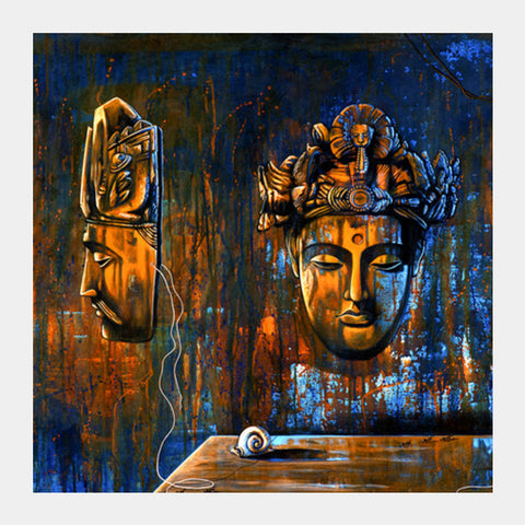 Bodhi Mask And Snail Square Art Prints PosterGully Specials