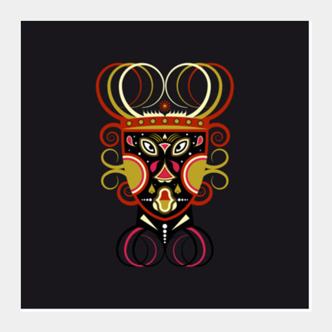 African Ceremonial Tribal Mask Square Art Prints PosterGully Specials