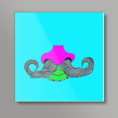 Mooch (on Blue) Square Art Prints