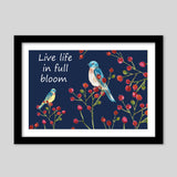 Berries And Birds Painting Nature Wall Decor  Premium Italian Wooden Frames