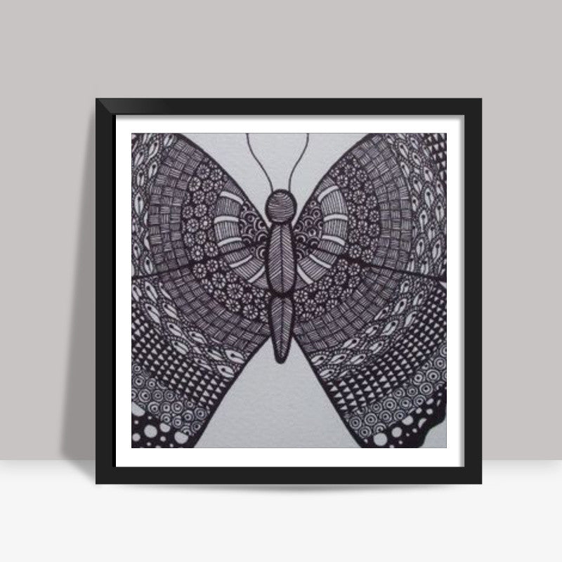 Zentangle Butterfly Square Art | Jasmine Kaur Lotey