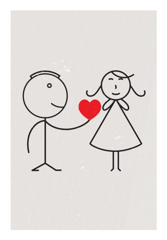 PosterGully Specials, Stick figure love couple with heart Wall Art